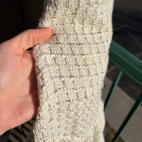 🆕 Antonio Melani Aurelia Tweed Mini Dress Ivory Black Trim Sleeveless Ruffle Hem - Picture 7 of 17